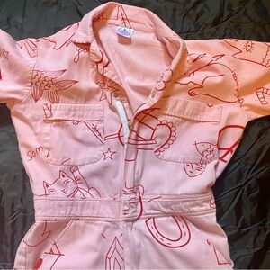 Adorable organic Cotton Twill sz small bubble gum pink jumpsuit